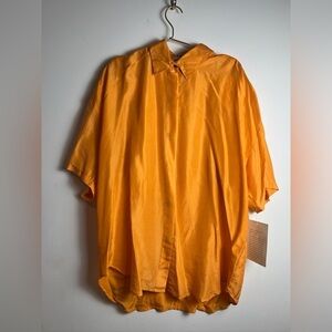 Vintage Sheba Orange Women's Blouse NWT Washable Silk